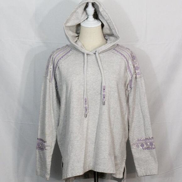 Style & Co Long Sleeve Yoga Hoodie Drawstring Embroidered Sequins Size S - Picture 1 of 9